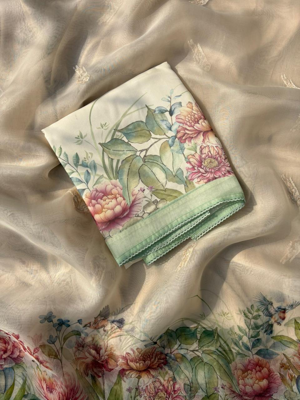 Pure Banarasi Printed Silk Suit by Jas Bridal Outfits