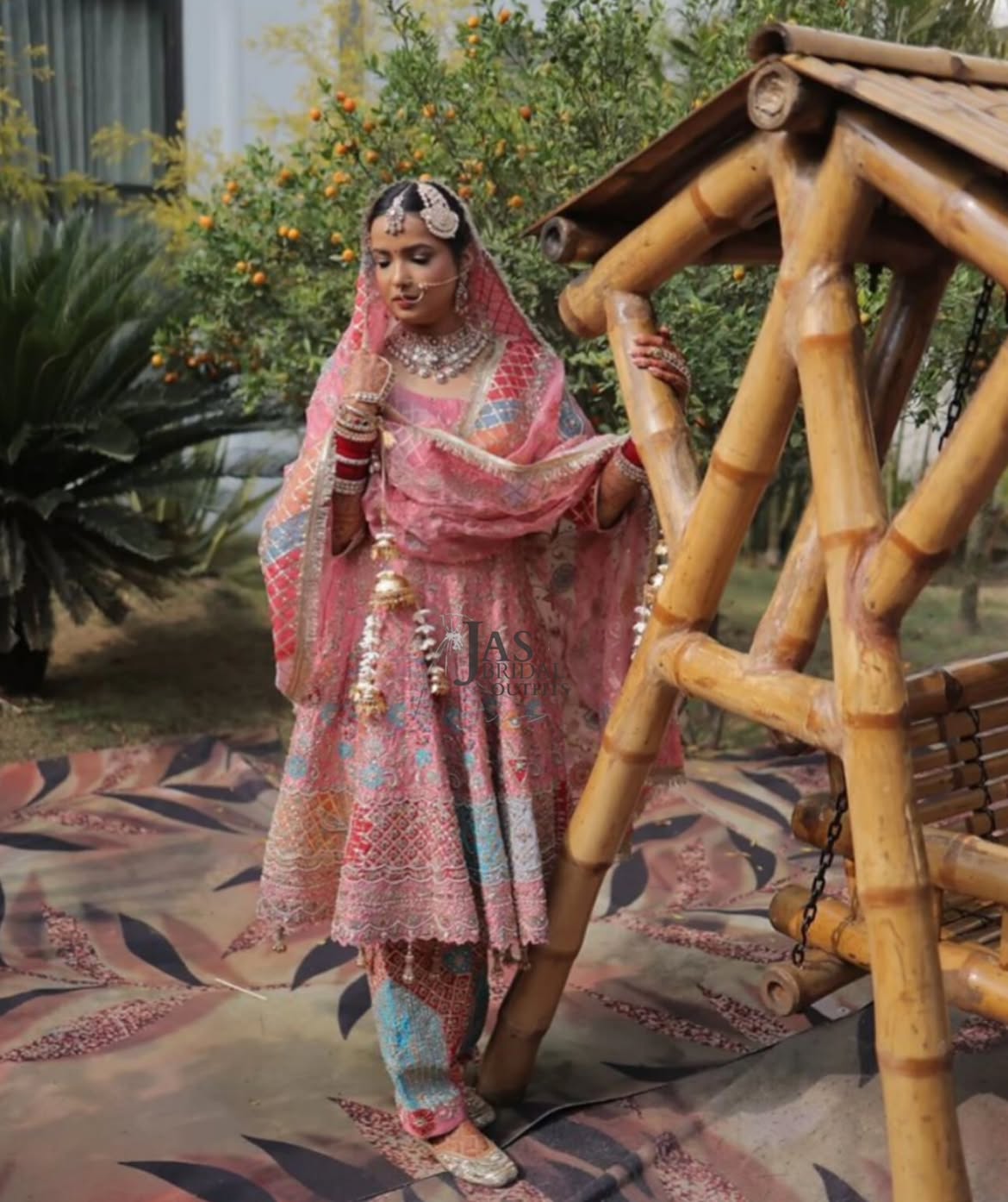 Celebrity-Inspired Pink Peach Bridal Anarkali Anand Karaj Suit | Designer Sikh Bridal Wear