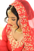 Red Bridal Anand Karaj Gharara Suit | Two Pure Organza Dupattas & Handwork
