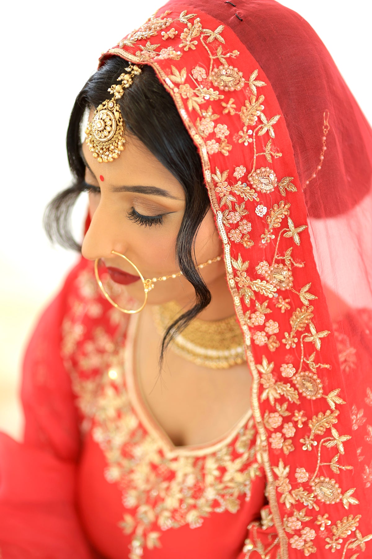 Red Bridal Anand Karaj Gharara Suit | Two Pure Organza Dupattas & Handwork