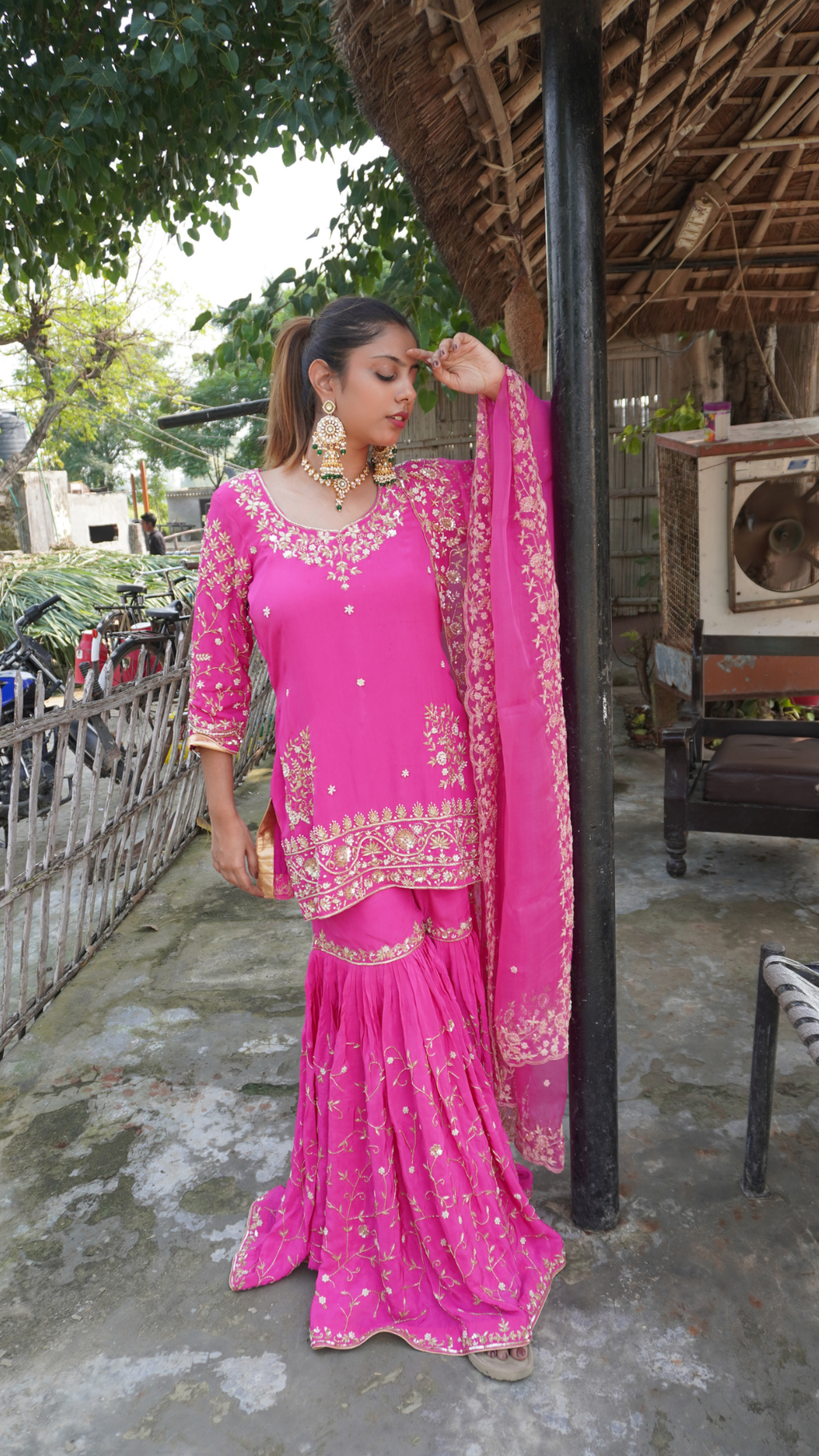 ✨ Hot Pink Bridal Gharara Suit for Anand Karaj ✨