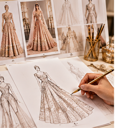Design Planning at Jas Bridal Outfits