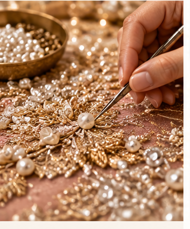 Hand Embroidery at Jas Bridal Outfits