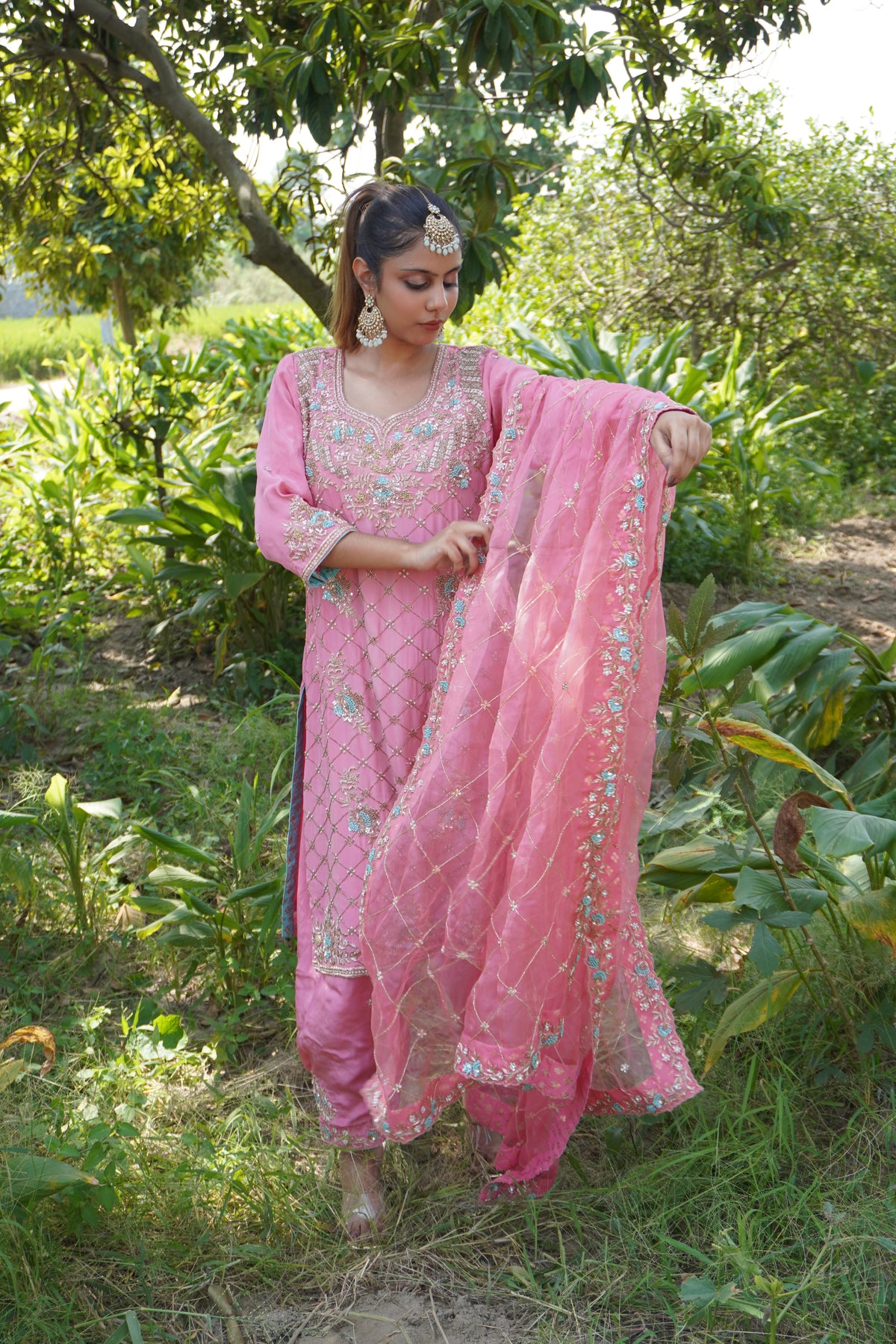 Peach Pink Bridal Suit | Jas Bridal Outfits