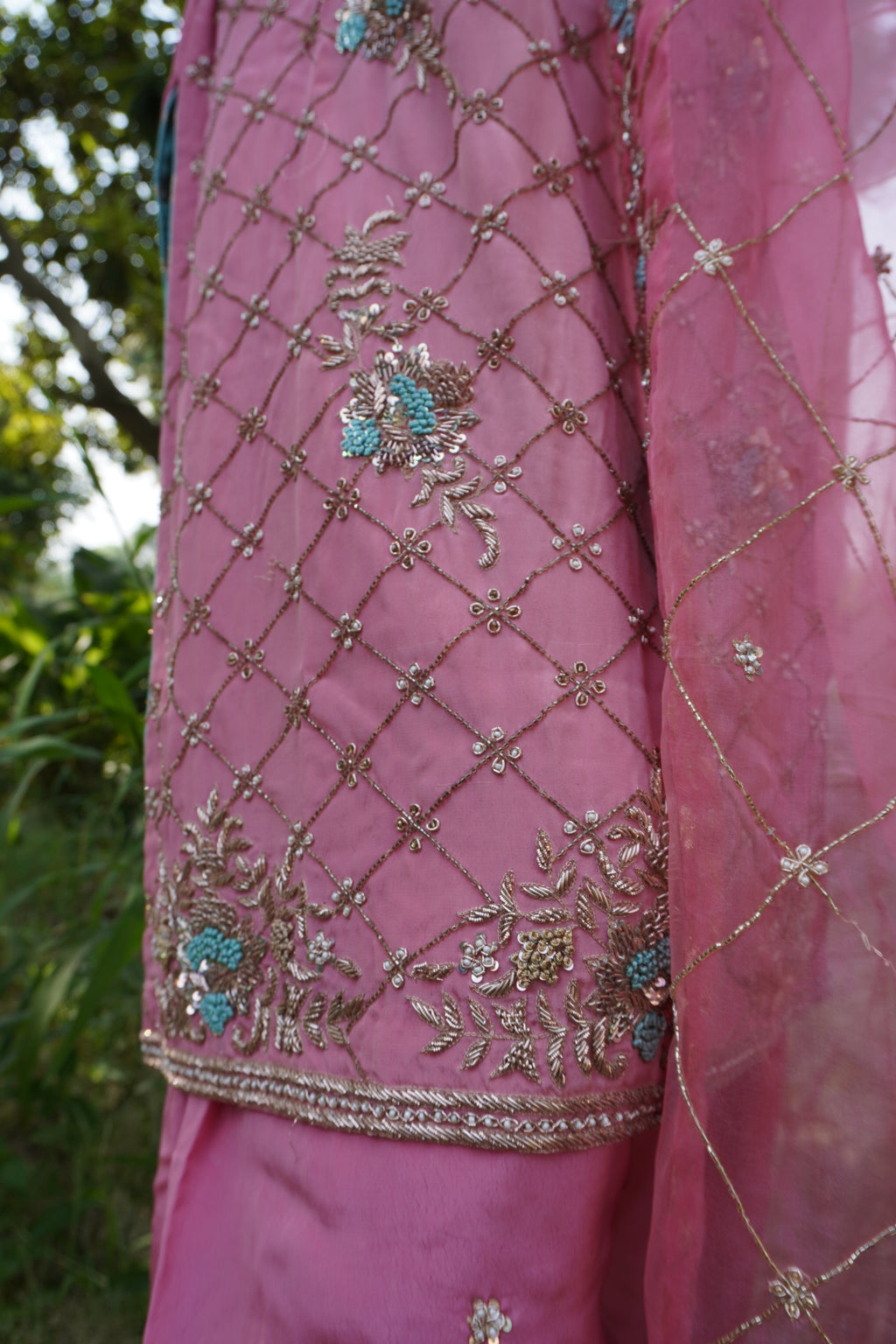 Peach Pink Bridal Suit | Jas Bridal Outfits