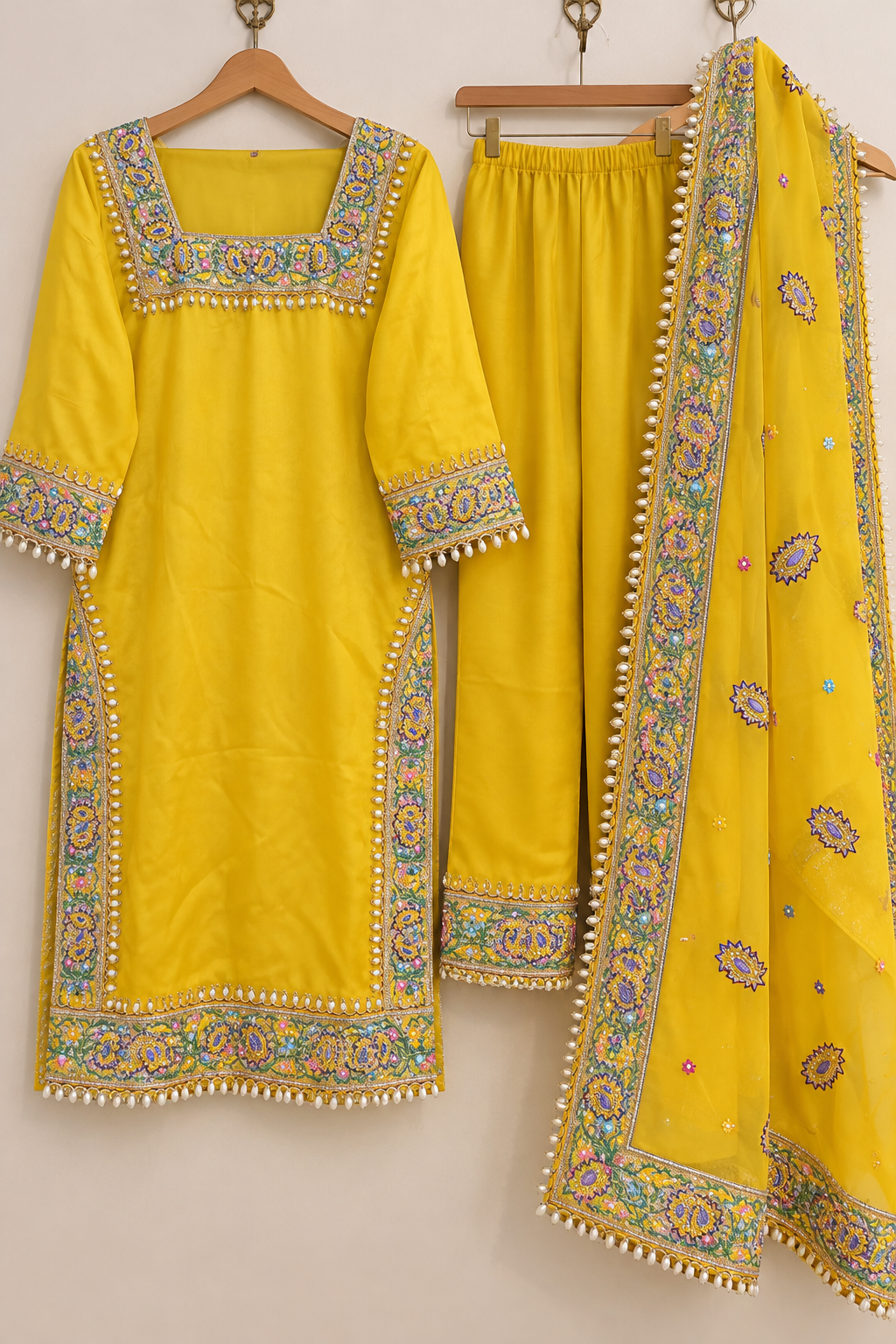 Yellow Designer Trouser Suit | Bridal Haldi & Jago Ceremony Wear