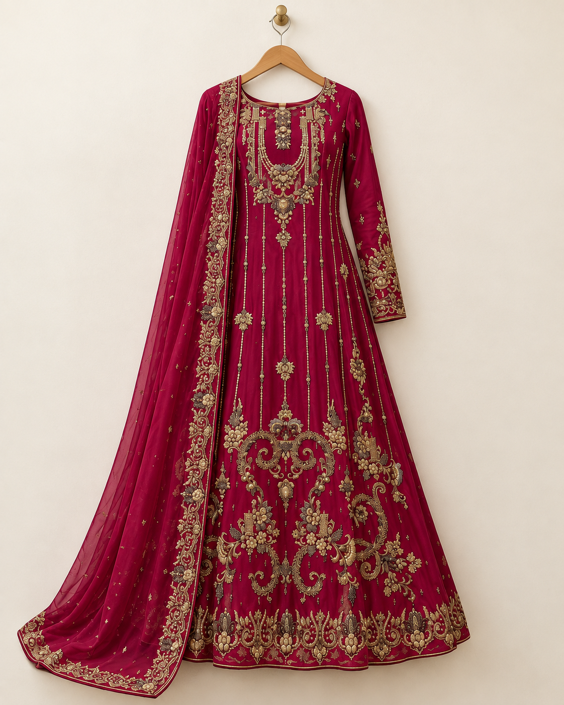 Designer Pakistani Silk Suit | Pure Organza Dupatta