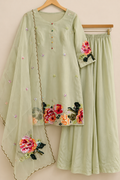 Pista Green Designer Sharara Suit | Sangeet, Paath, Jago & Mehendi Wear