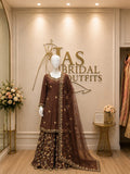 Designer Crêpe Sharara Suit | Beautiful Handwork & Pure Organza Dupatta