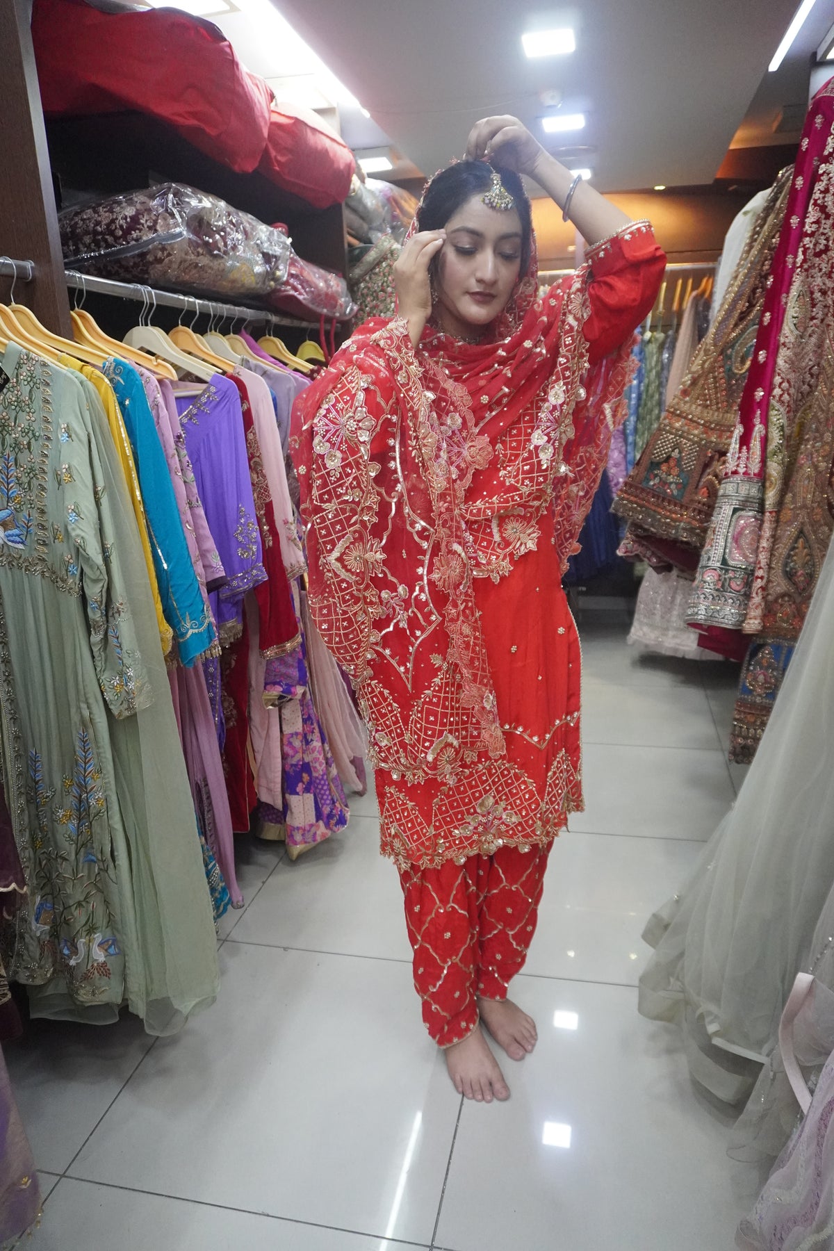 ✨ Elegant Red Bridal Suit for Anand Karaj ✨