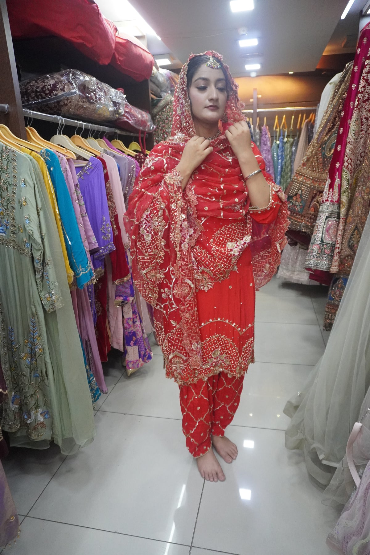 ✨ Elegant Red Bridal Suit for Anand Karaj ✨