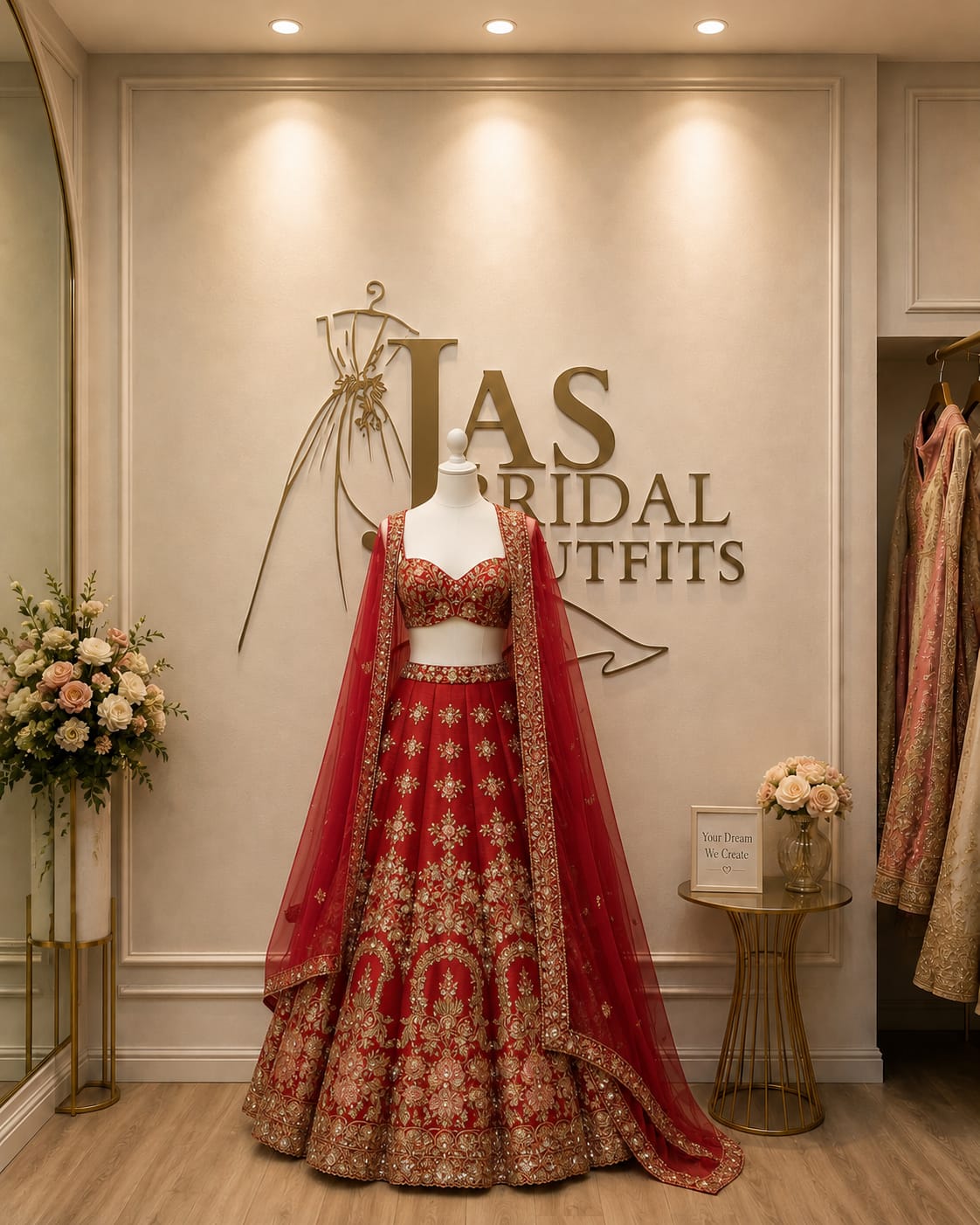 Red Khadi Bridal Lehenga Choli | Luxury Designer Bridal Wear with Net Dupatta
