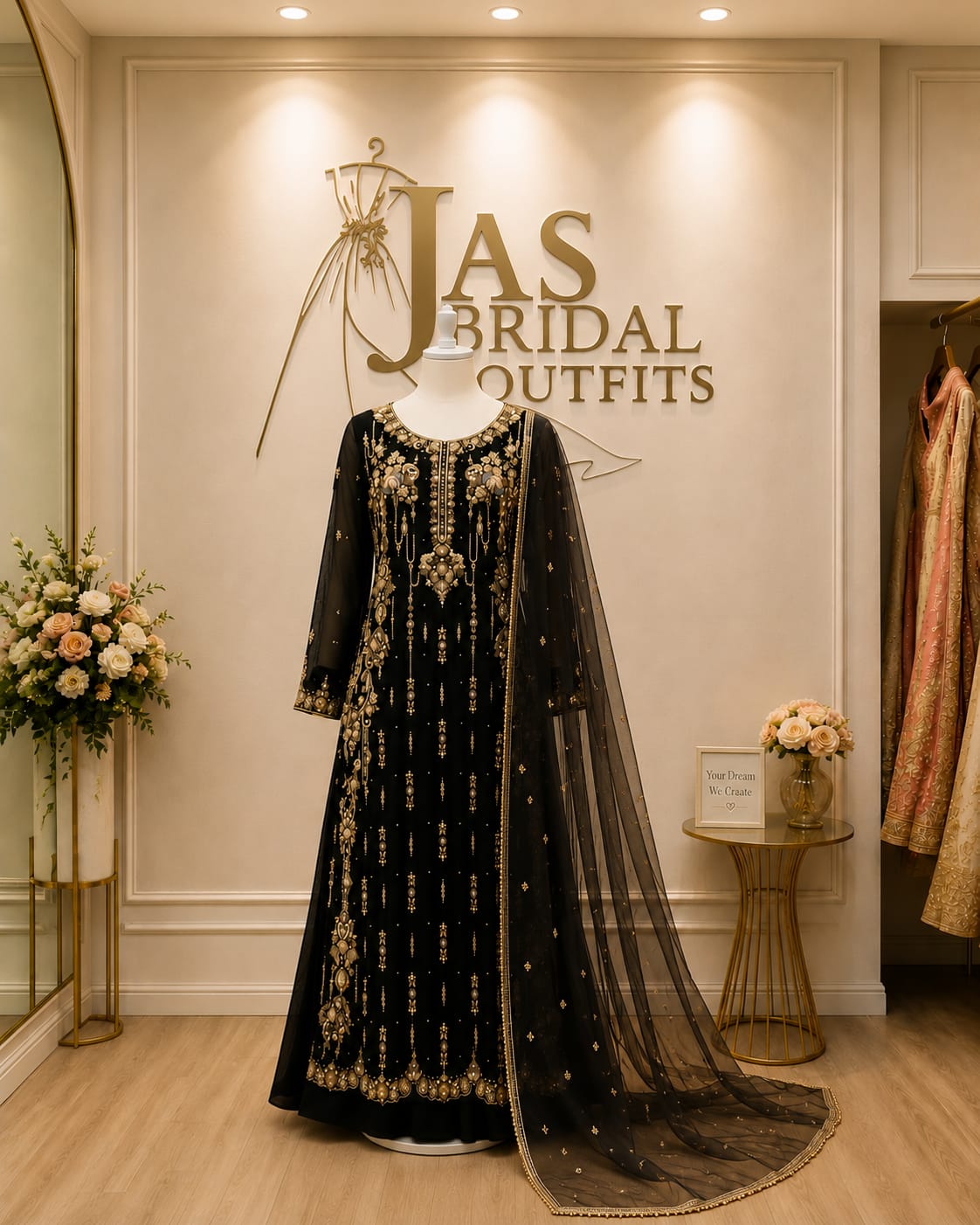 Black Pakistani Designer Pant Suit | Handwork & Pure Organza Dupatta