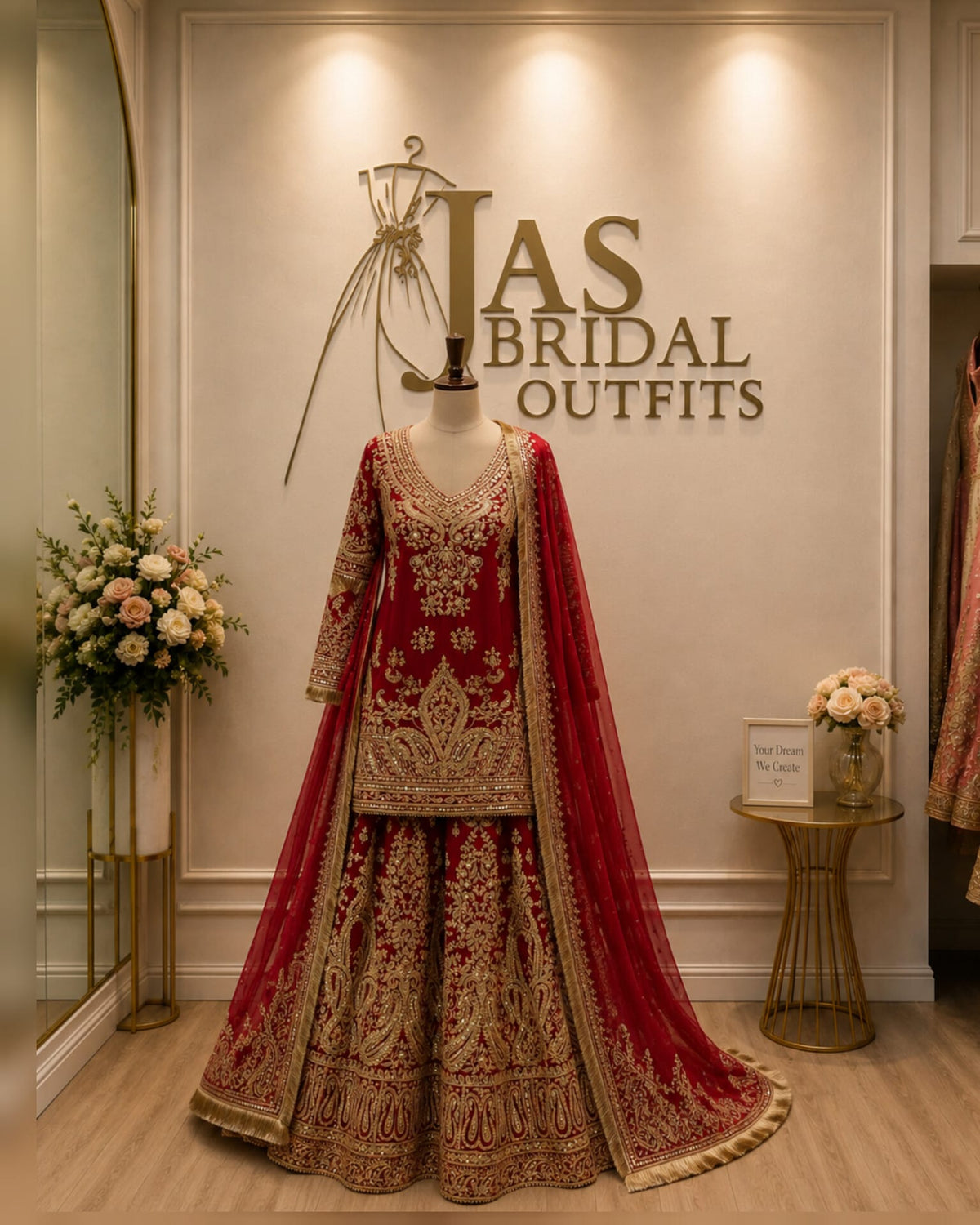 Pure Khadi Bridal Sharara Suit | Heavy Handwork & Organza Dupatta