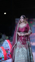 Maroon & Beige Bridal Lehenga | Pure Khadi Handcrafted Bridal Wear