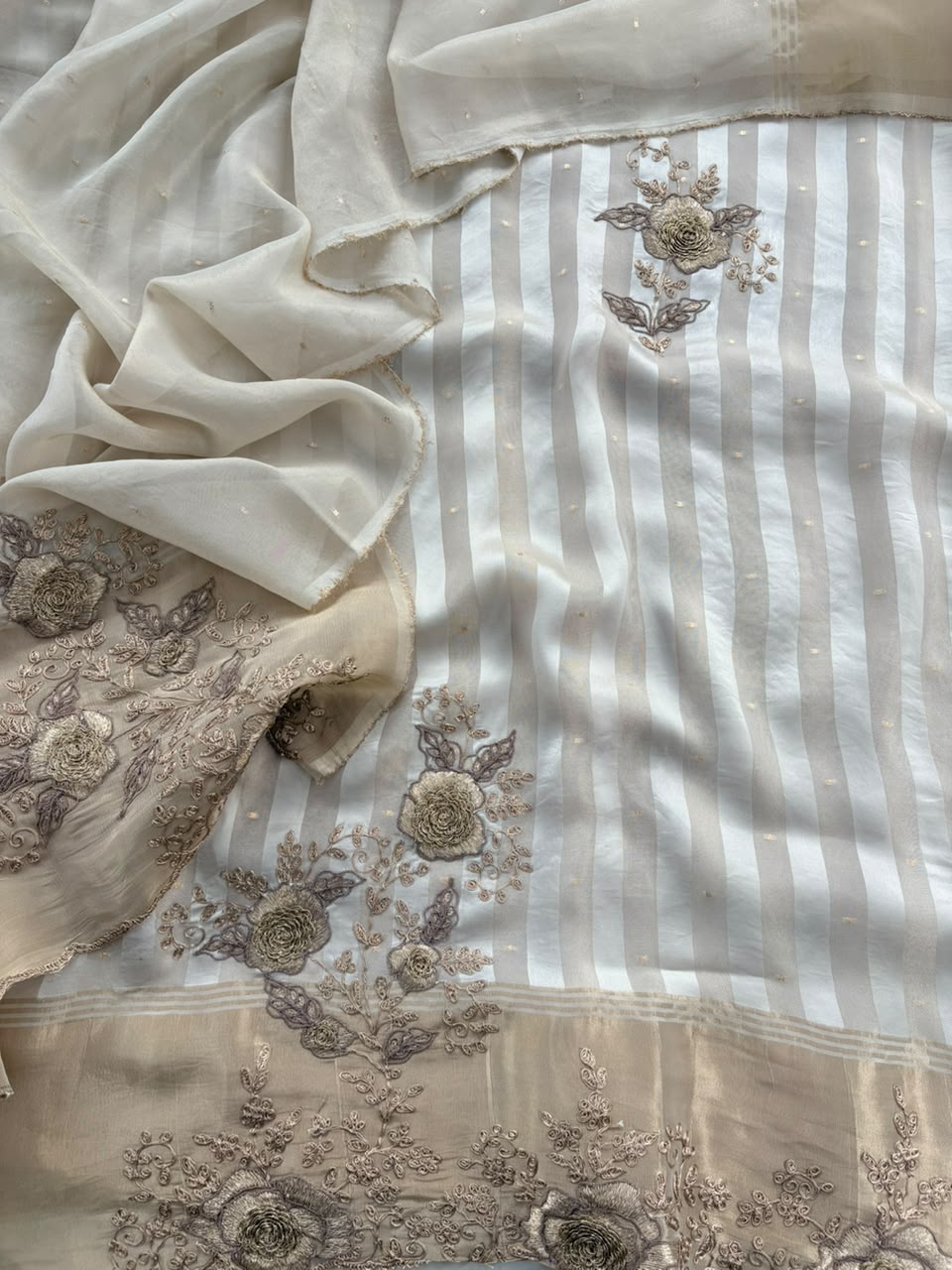 Elegant Tissue Fabric Embroidered Suit with Tissue Organza Dupatta