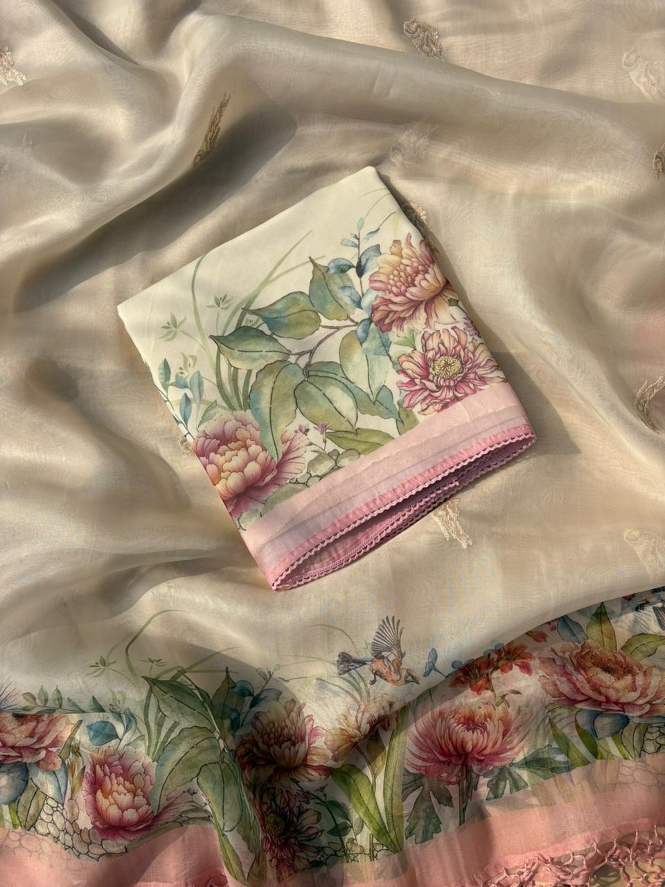 Pure Banarasi Printed Silk Suit by Jas Bridal Outfits